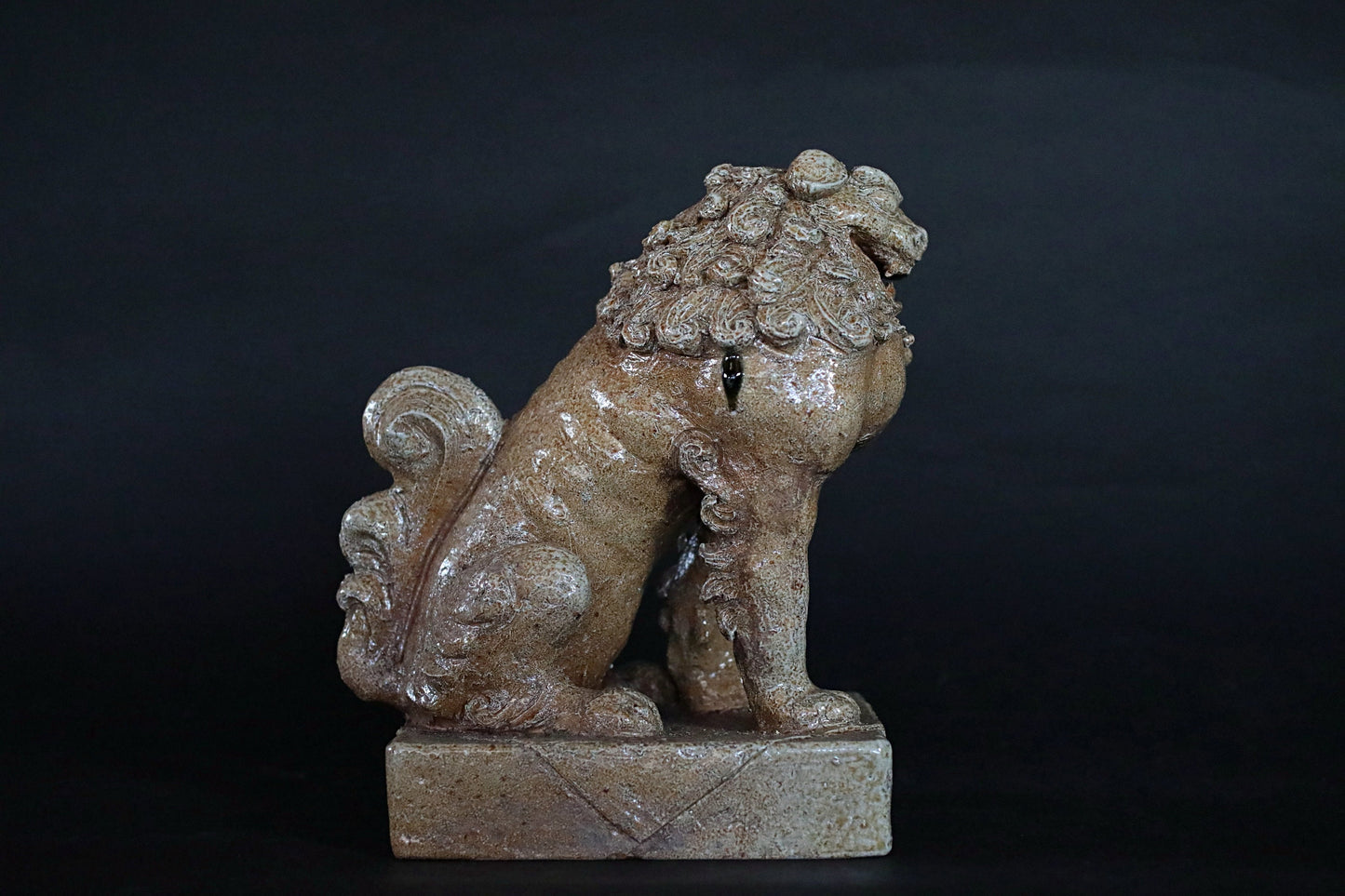 Vintage Komainu Statue – Japanese Guardian Lion Ceramic Sculpture, Antique Temple Art
