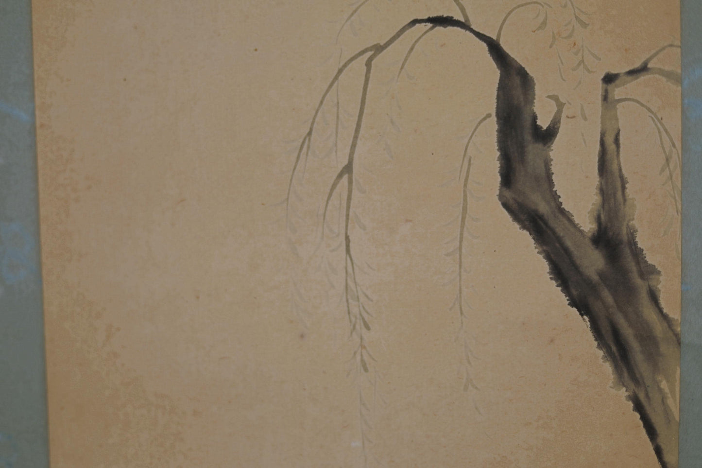 Japanese Antique Scroll - Vintage Hanging Scroll With Willow Tree Festival Dance Art