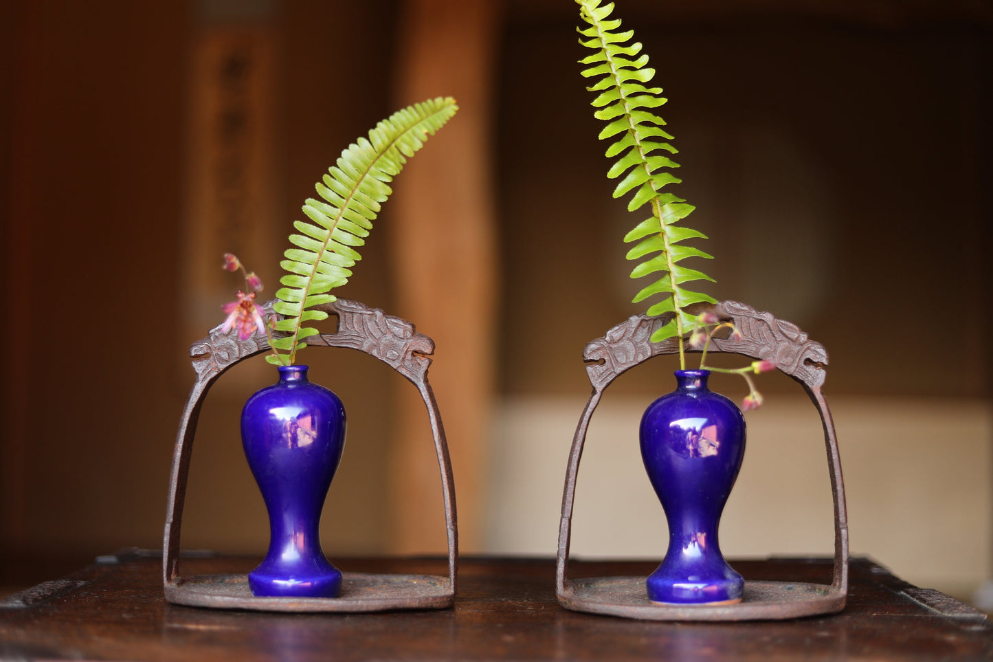Indigo Blue Porcelain Vase – Antique Japanese Sake Bottle | Shinto Shrine Decor