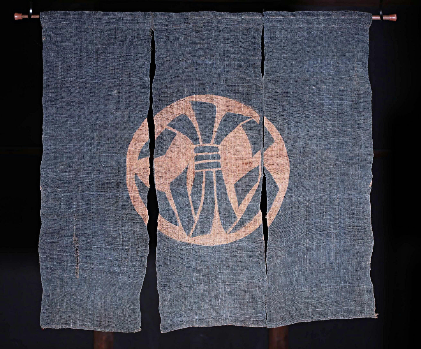 Antique Japanese Noren – Indigo Linen Curtain | Edo Era Textile Room Divider