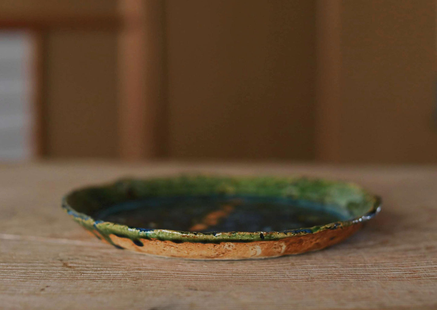 Oribe Ware Platter - Japanese Ceramic Green Rectangle Plate | Handmade Stoneware Dish
