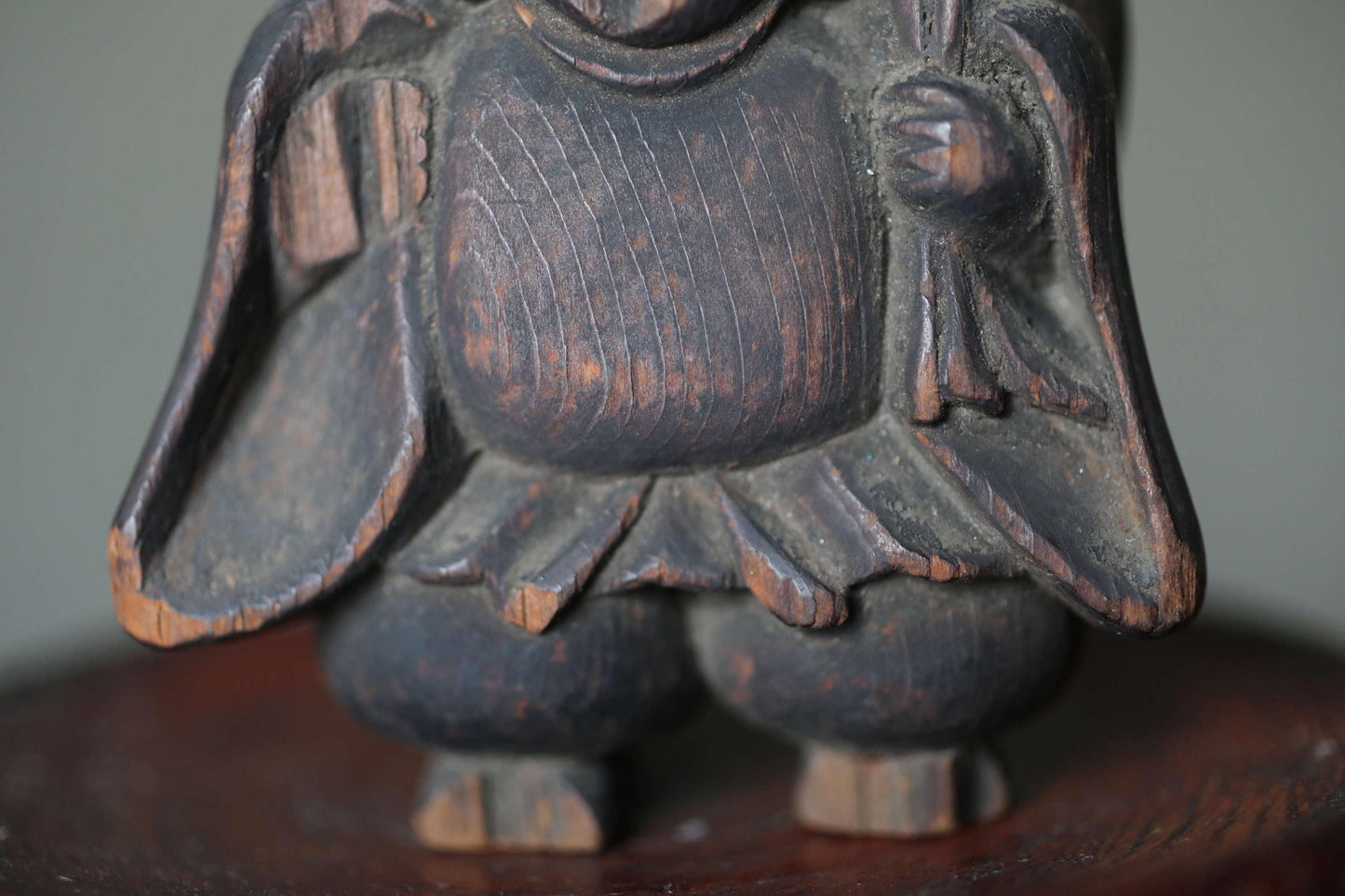 Daikoku Wooden Statue – Antique Edo Period Carving | Hand Carved Mascot With Susuke Patina