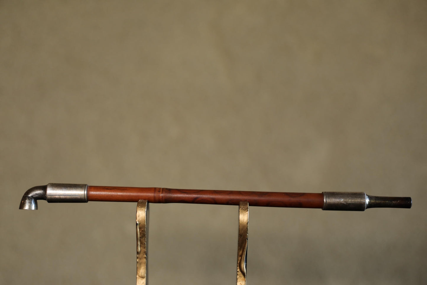 Antique Silver Smoking Pipe | Japanese Vintage Sterling Silver Pipe With Bamboo & Leather Case