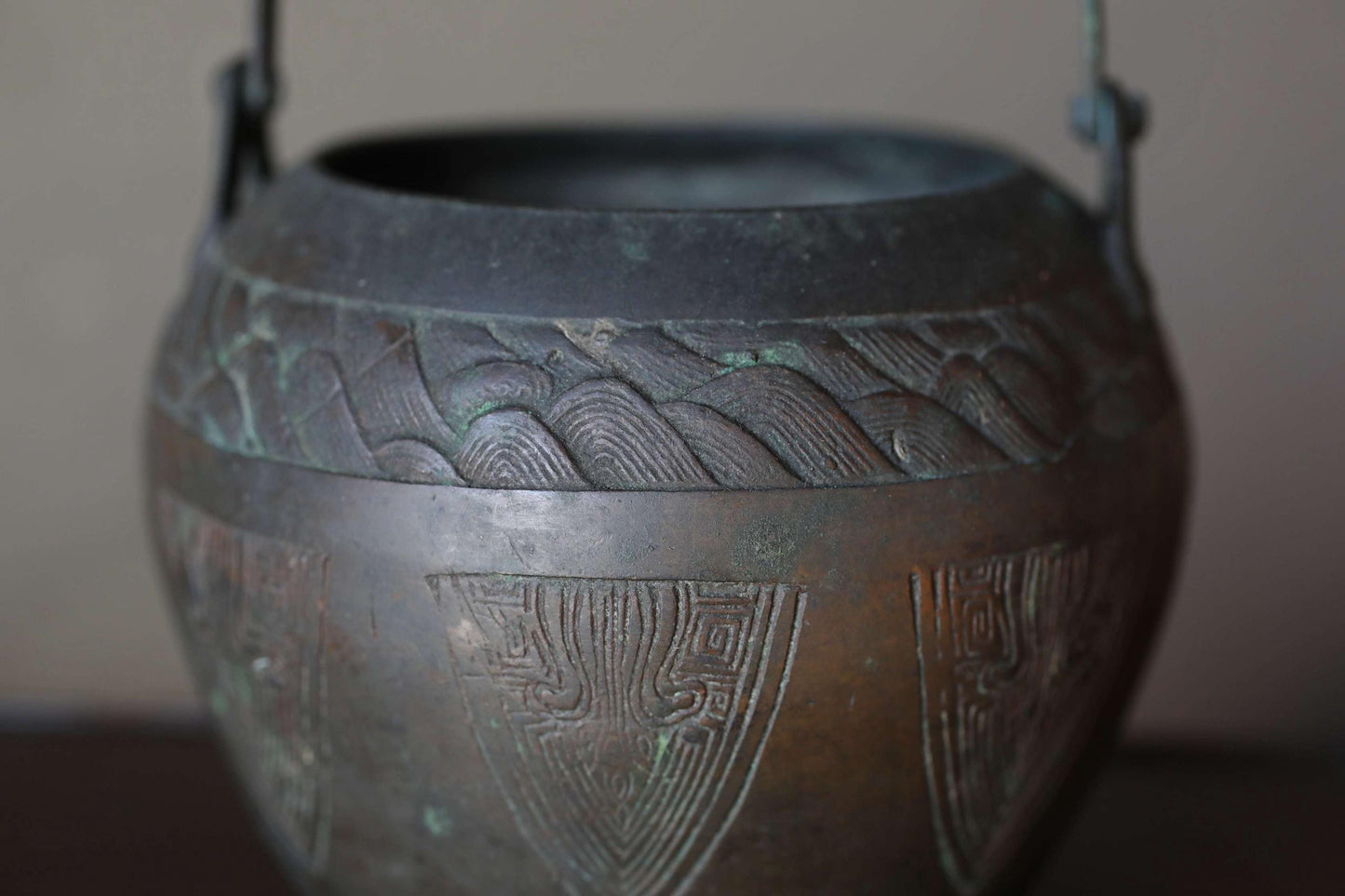 Antique Bronze Censer - Japanese Taotie Motif Incense Burner for Sacred Space