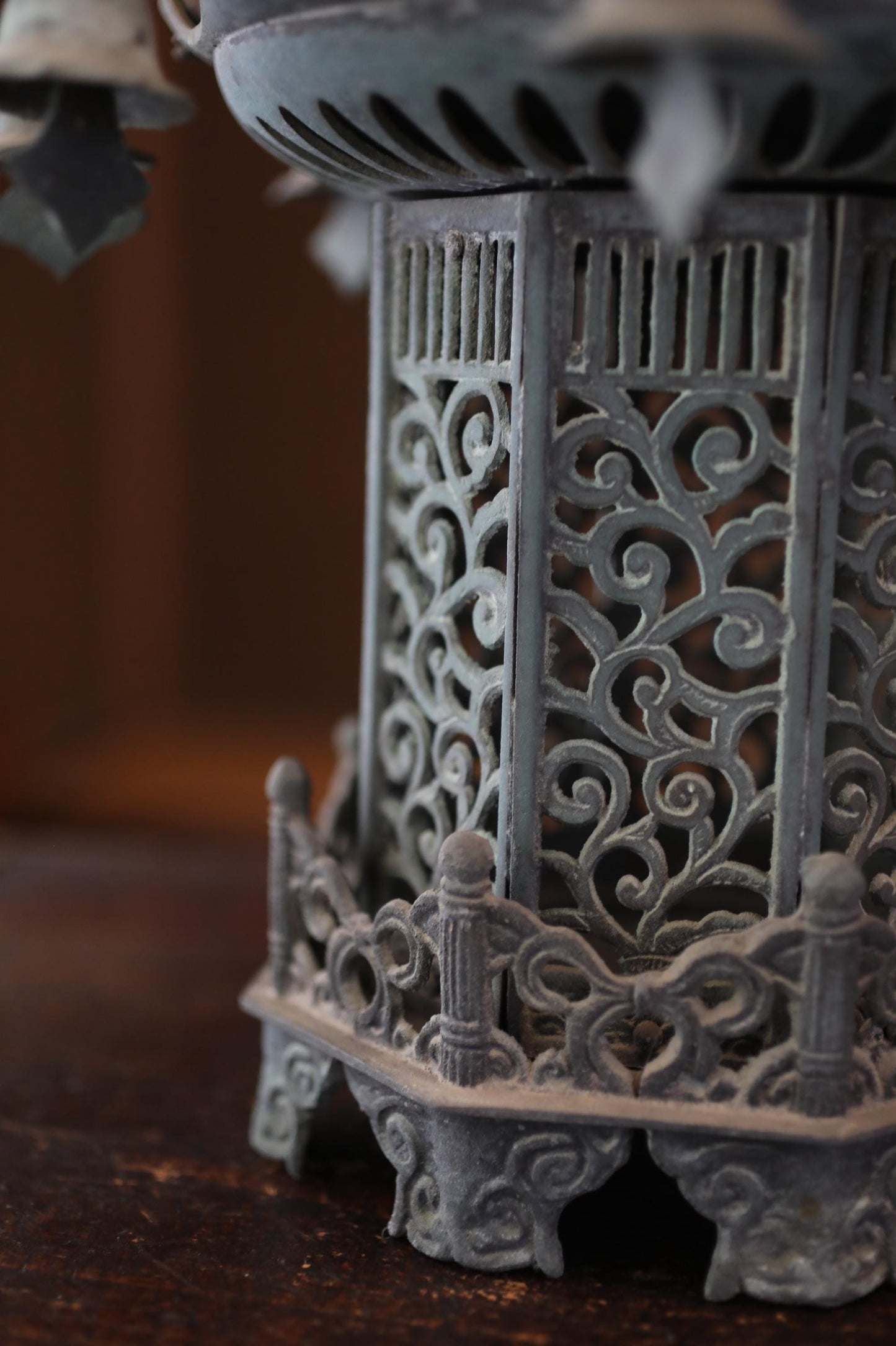 an ornate, intricately designed metal object with a detailed, decorative pattern.