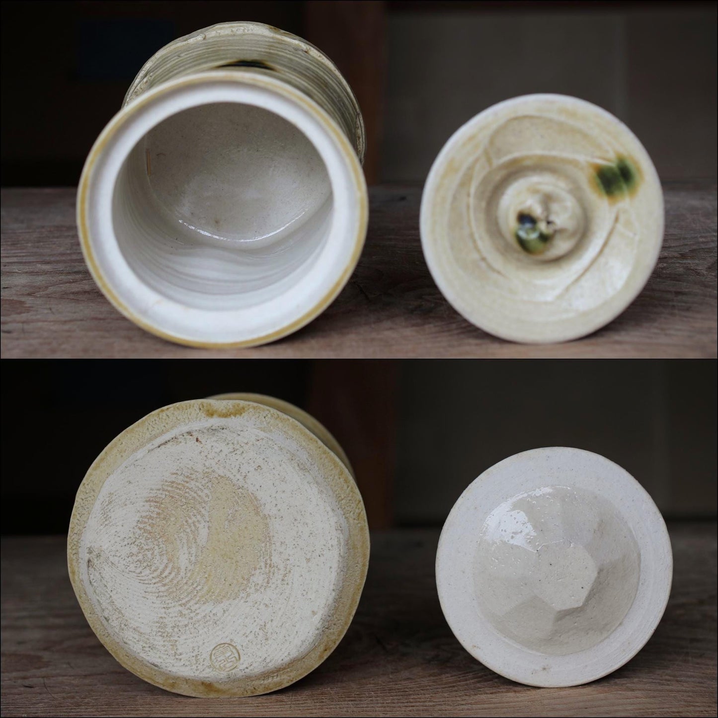 Vintage Mizusashi Jar - Signed Ceramic Ki-Seto Pottery | Japanese Tea Vessel