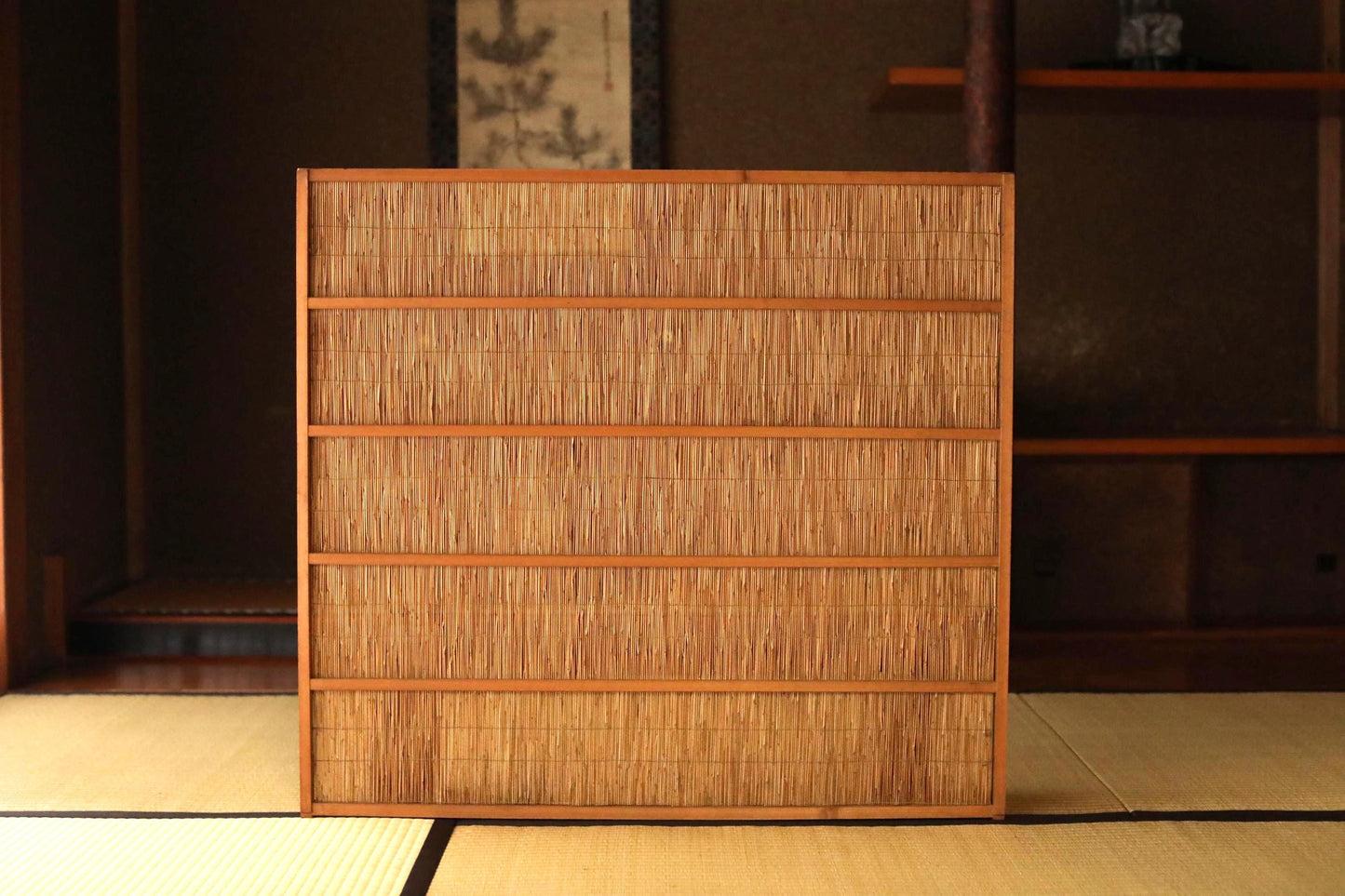 Japanese Reed Screen - Vintage Bamboo Shoji Divider | Woven Straw Panel