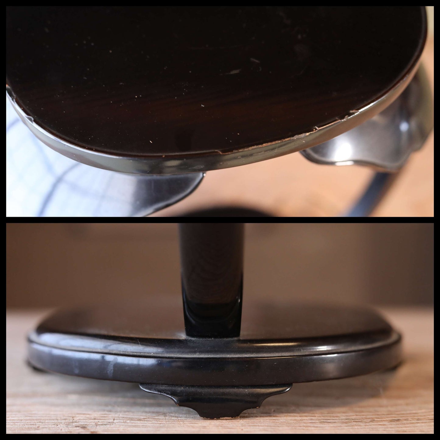 Japanese Lacquer Pedestal - Large Antique Black Wooden Display Stand for Ikebana & Bonsai