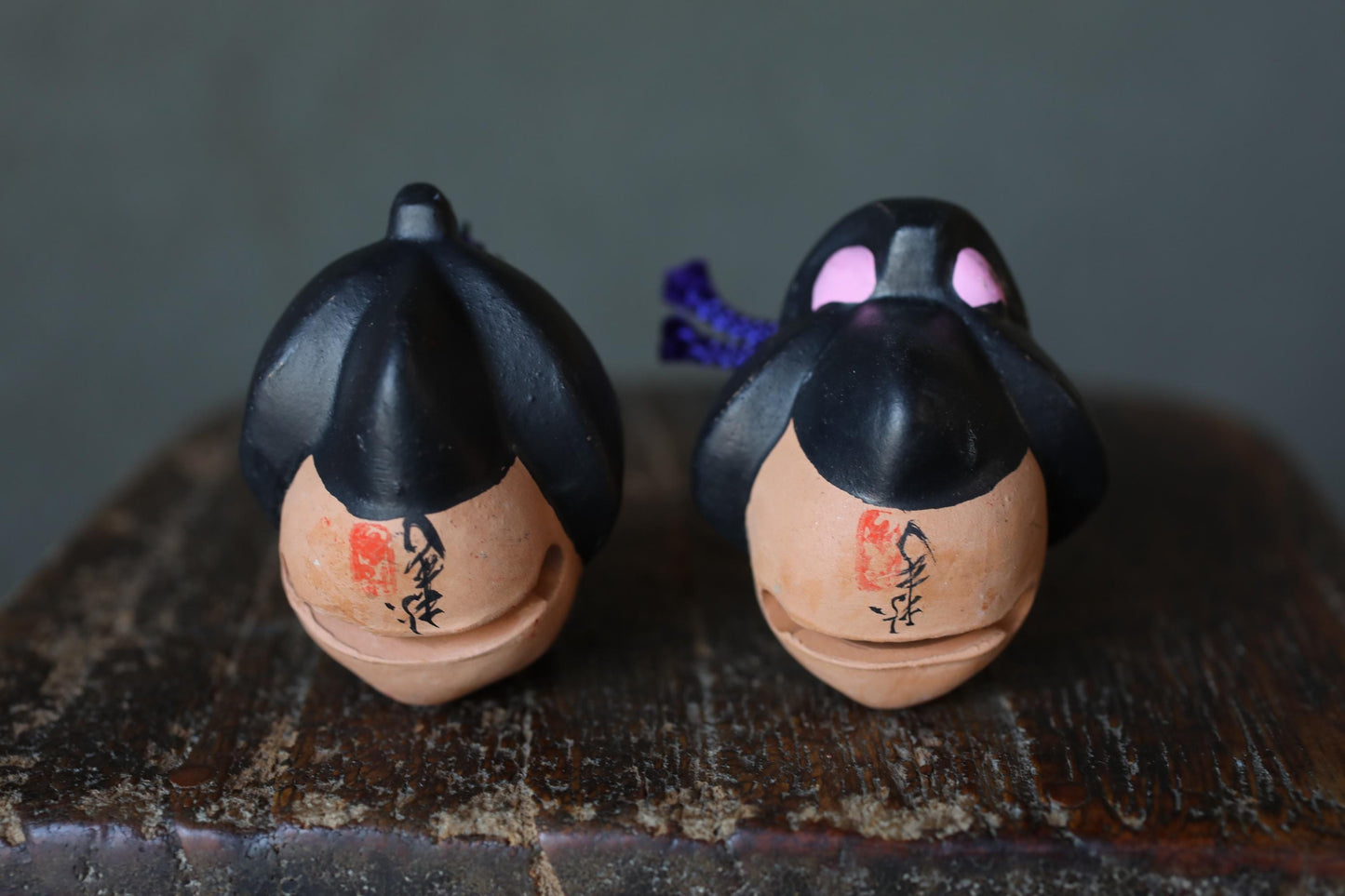 Japanese Pottery Bell - Vintage Niwaka-Men Mask Figurine | Traditional Small Bell Ornament
