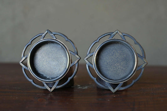 Antique Fusuma Handles - Hand Cast Bronze Ginkgo Leaf Sliding Door Pulls Set