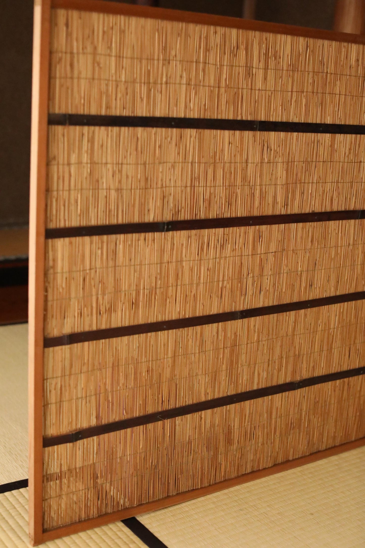 Japanese Reed Screen - Vintage Bamboo Shoji Divider | Woven Straw Panel