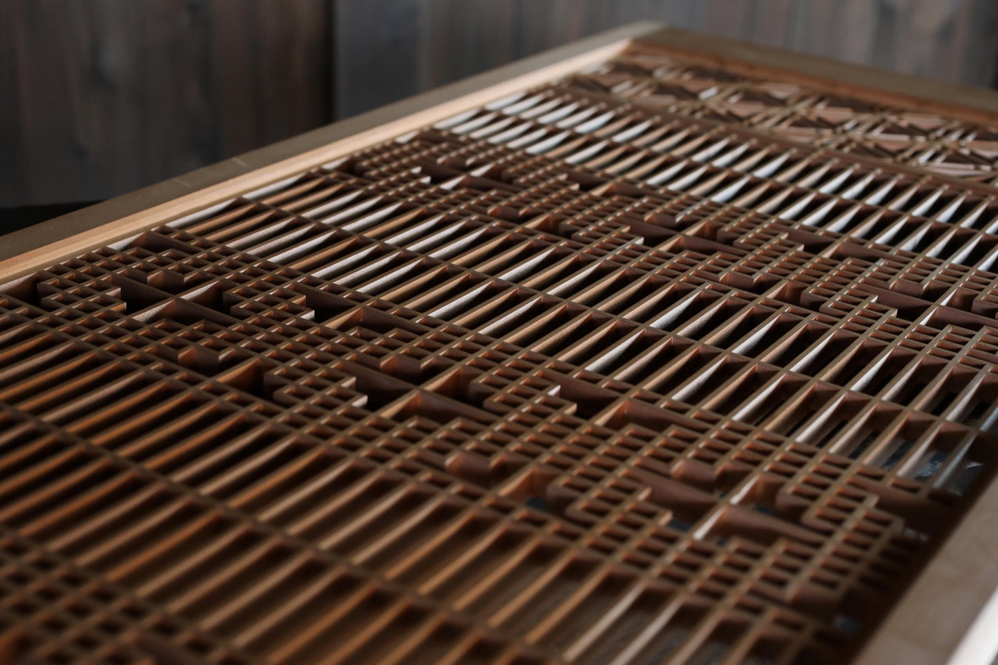 Vintage Japanese Shoji Screen - Kumiko Wood Panel | Japandi Wall Art, Geometric Frame