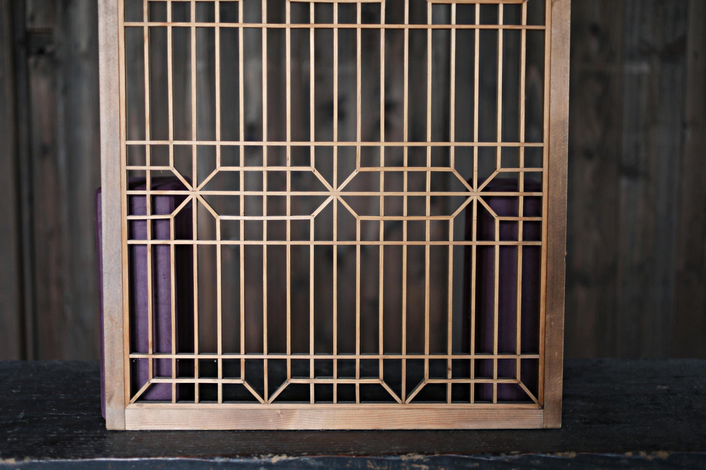Vintage Shoji Screen ×2 - Kumiko Wood Panel Pair | Japandi Wall Art, Geometric Frame