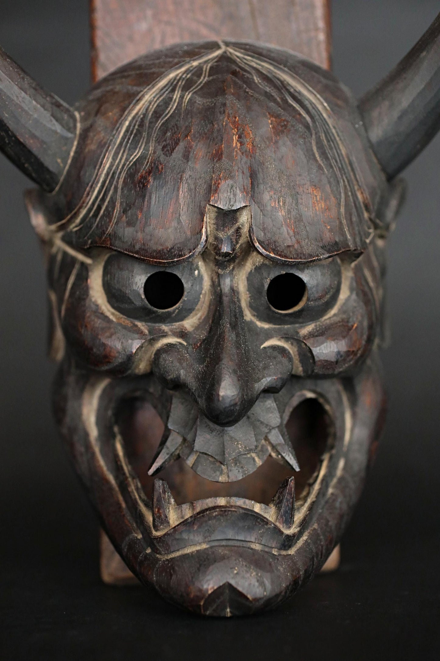 Hannya Mask - Hand Carved Wood Female Demon | Japanese Noh Theater Art Wall Decor