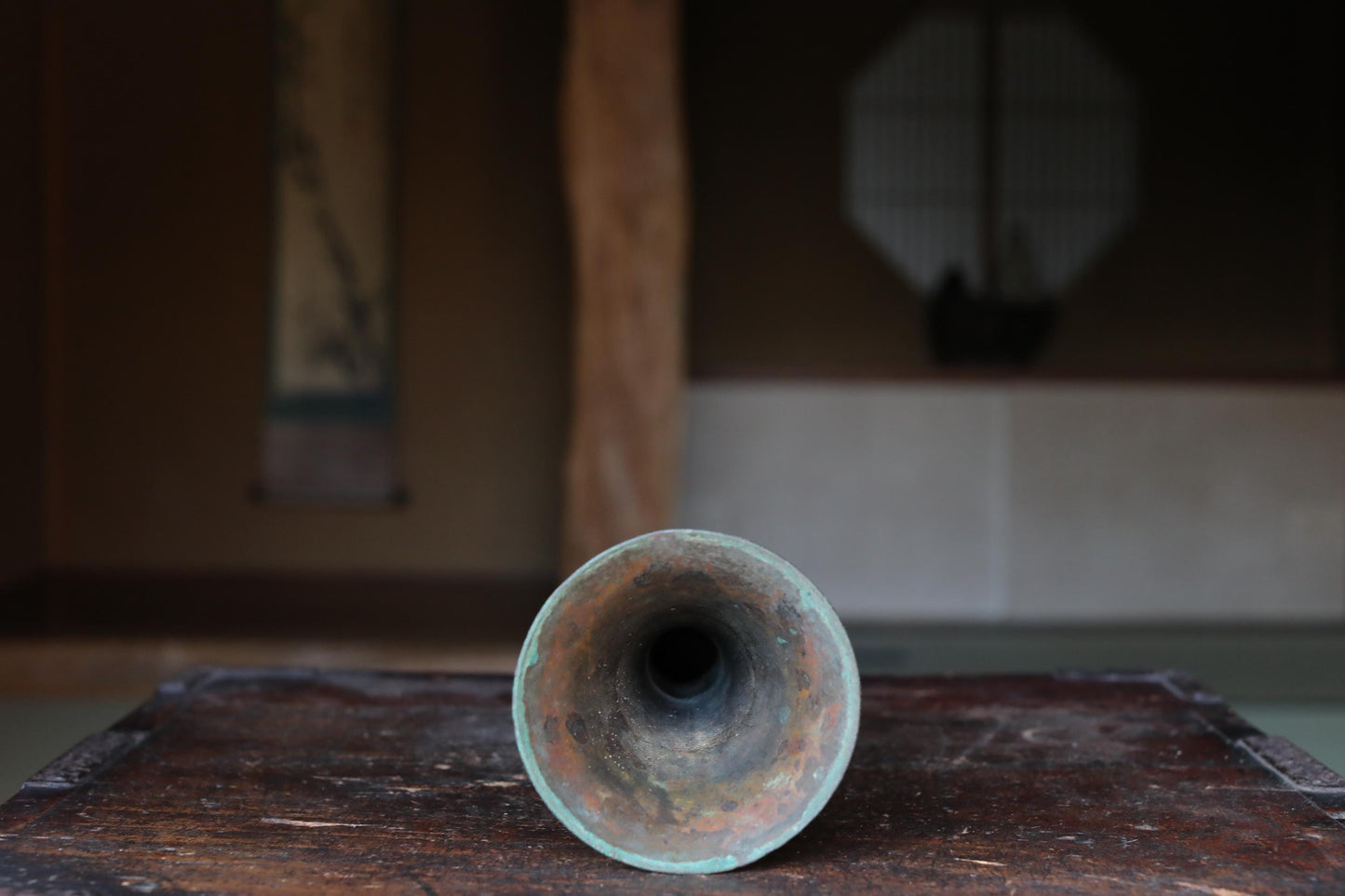 Vintage Japanese Vase - Hand Cast Bronze Flower Vase with Aged Patina