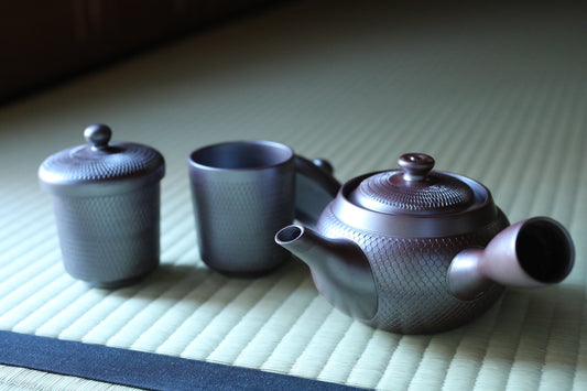 Banko Kiln Sencha Tea Set - Japanese Ceramic Teapot & Porcelain Cups, Signed Gift Box