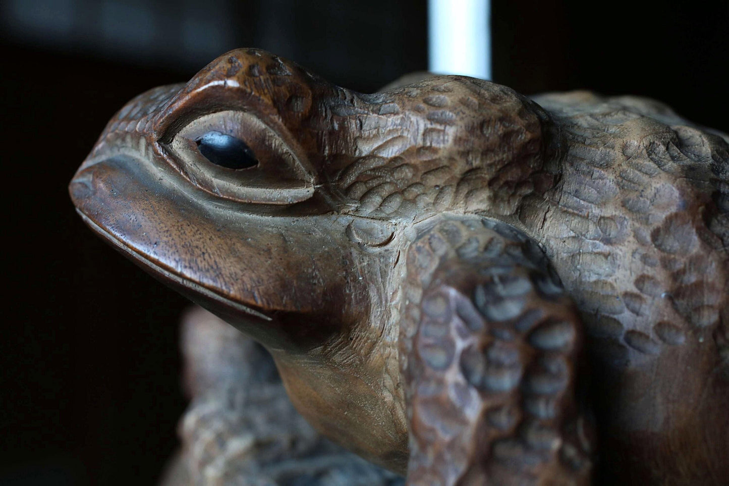 Vintage Wooden Frog - Japanese Hand Carved Kaeru Sculpture | Rustic Wood Animal Doll