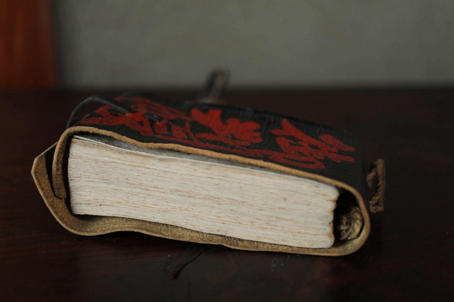 Japanese Shrine Stamp Book - Antique 1923 Leather Cover Notebook With Kanji Design