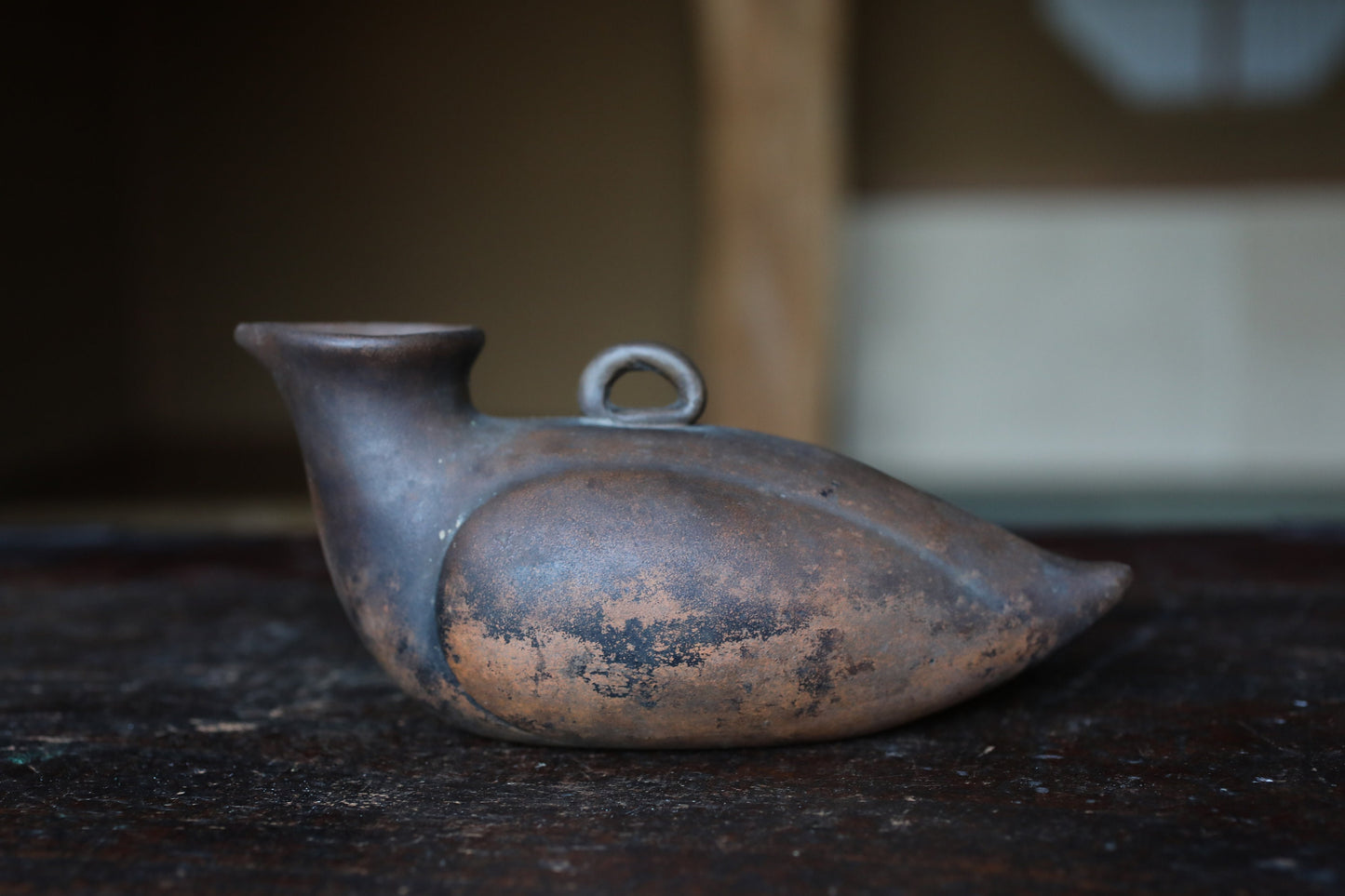 Bizen Pottery Tokkuri - Vintage Pigeon Shaped Japanese Sake Bottle Vase