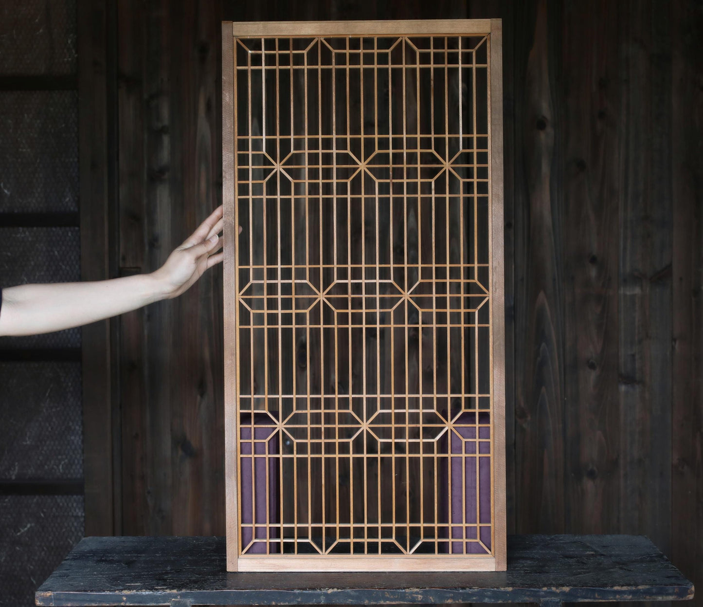 Vintage Shoji Screen ×2 - Kumiko Wood Panel Pair | Japandi Wall Art, Geometric Frame
