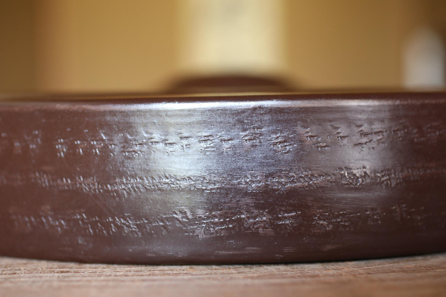 Japanese Bronze Gong - Large Antique Tea Ceremony Bell with Leather Striker | Vintage Buddhist Instrument 13.2in