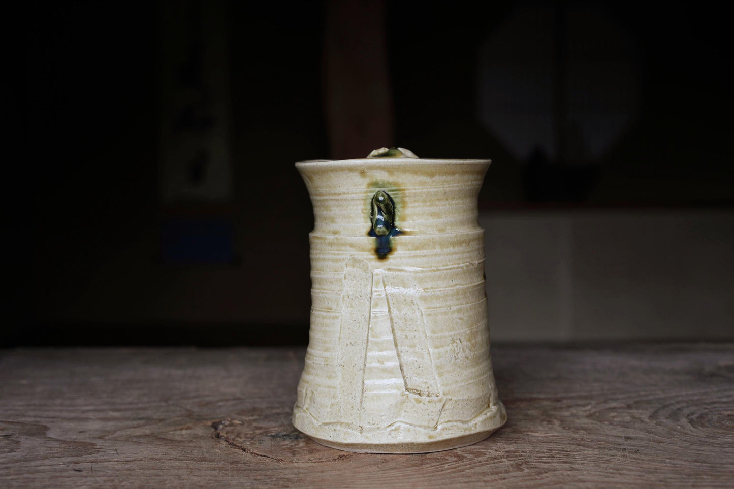 Vintage Mizusashi Jar - Signed Ceramic Ki-Seto Pottery | Japanese Tea Vessel