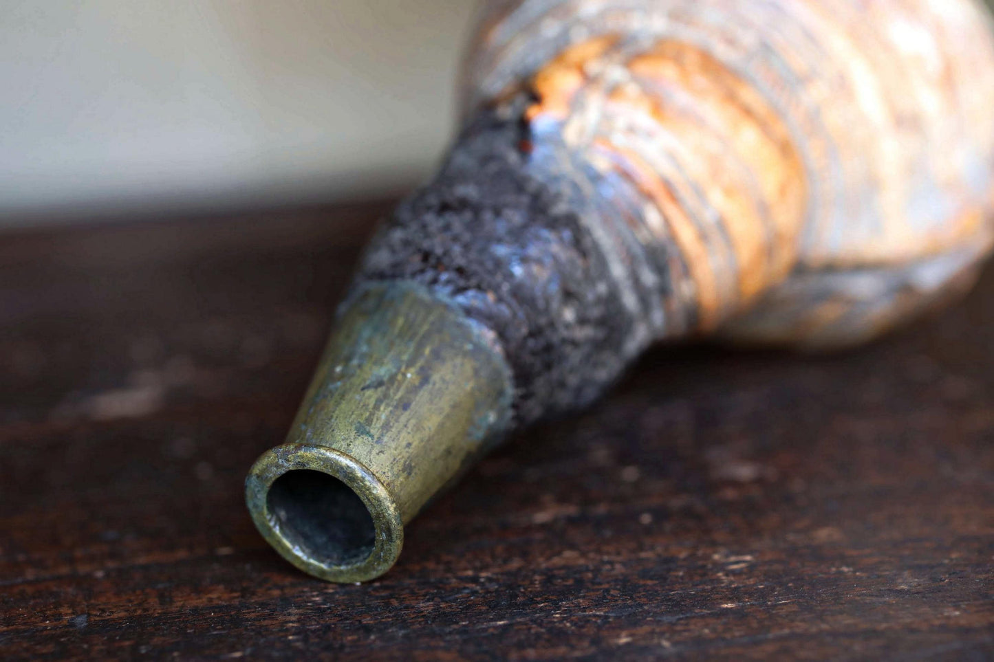 Japanese Conch Shell Horn – Antique Horagai Trumpet With Handcrafted Brass Mouthpiece