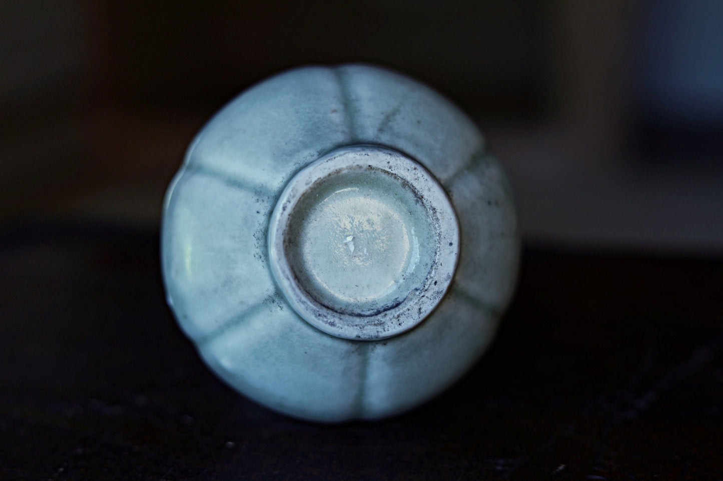 Vintage Celadon Vase - Japanese Pottery Elephant Ear Vase with Thick Glaze Finish
