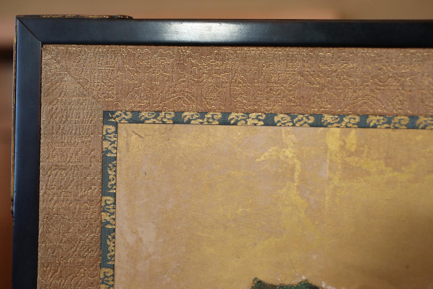 Japanese Antique Byobu Folding Screen - Tale of Genji Art, Gold & Silver Leaf, 17th Century Paravent