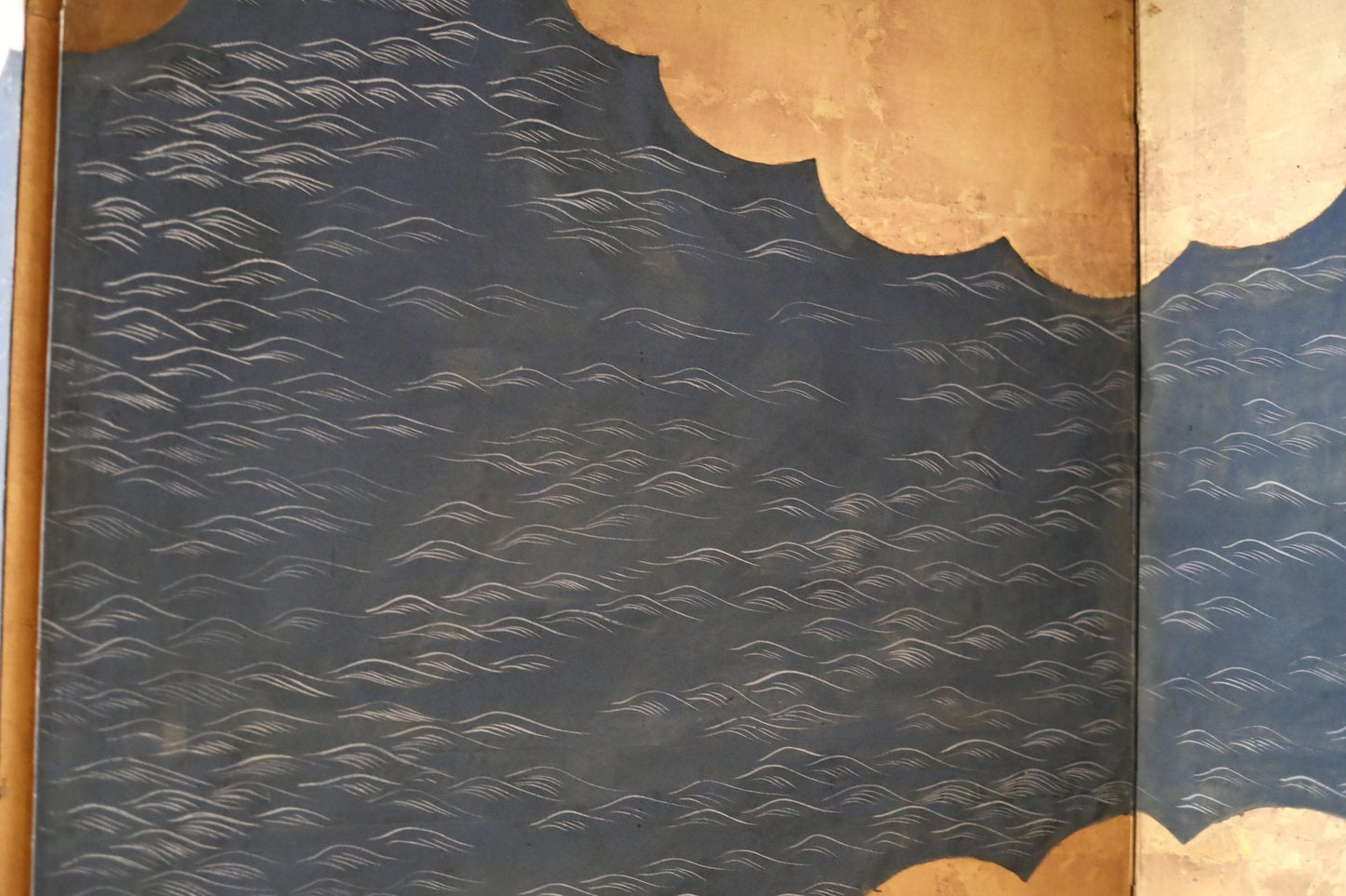 Japanese Antique Byobu Screen - Hand Painted Gold Leaf Folding Screen Artwork