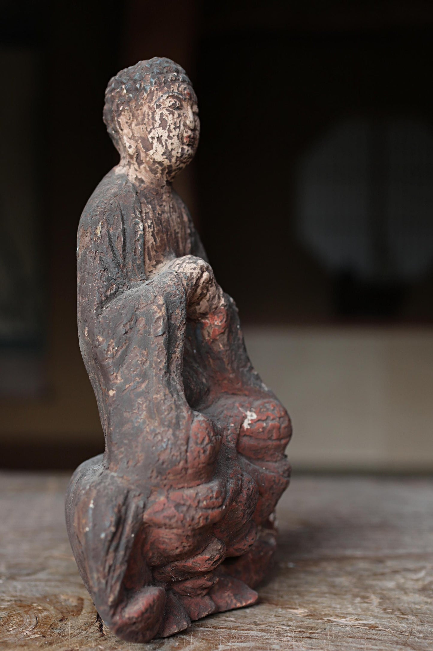 Antique Japanese Buddha - Wooden Amitabha Statue | 1700s Edo Period Sculpture