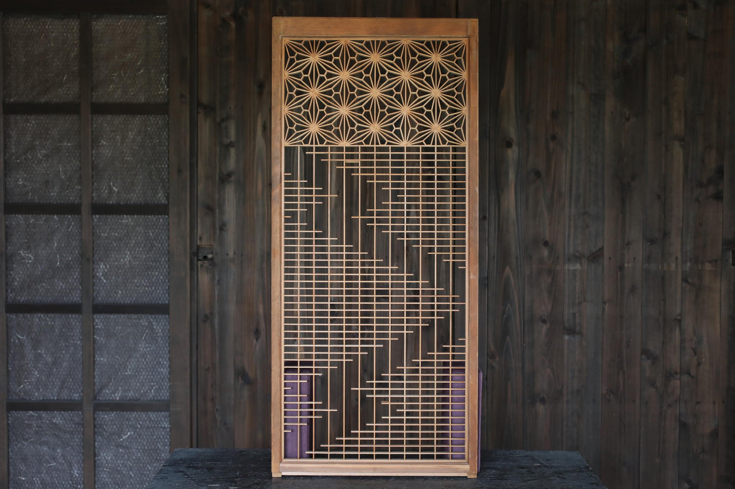 Vintage Shoji Screen - Kumiko Wood Panel | Japandi Wall Art & Geometric Frame