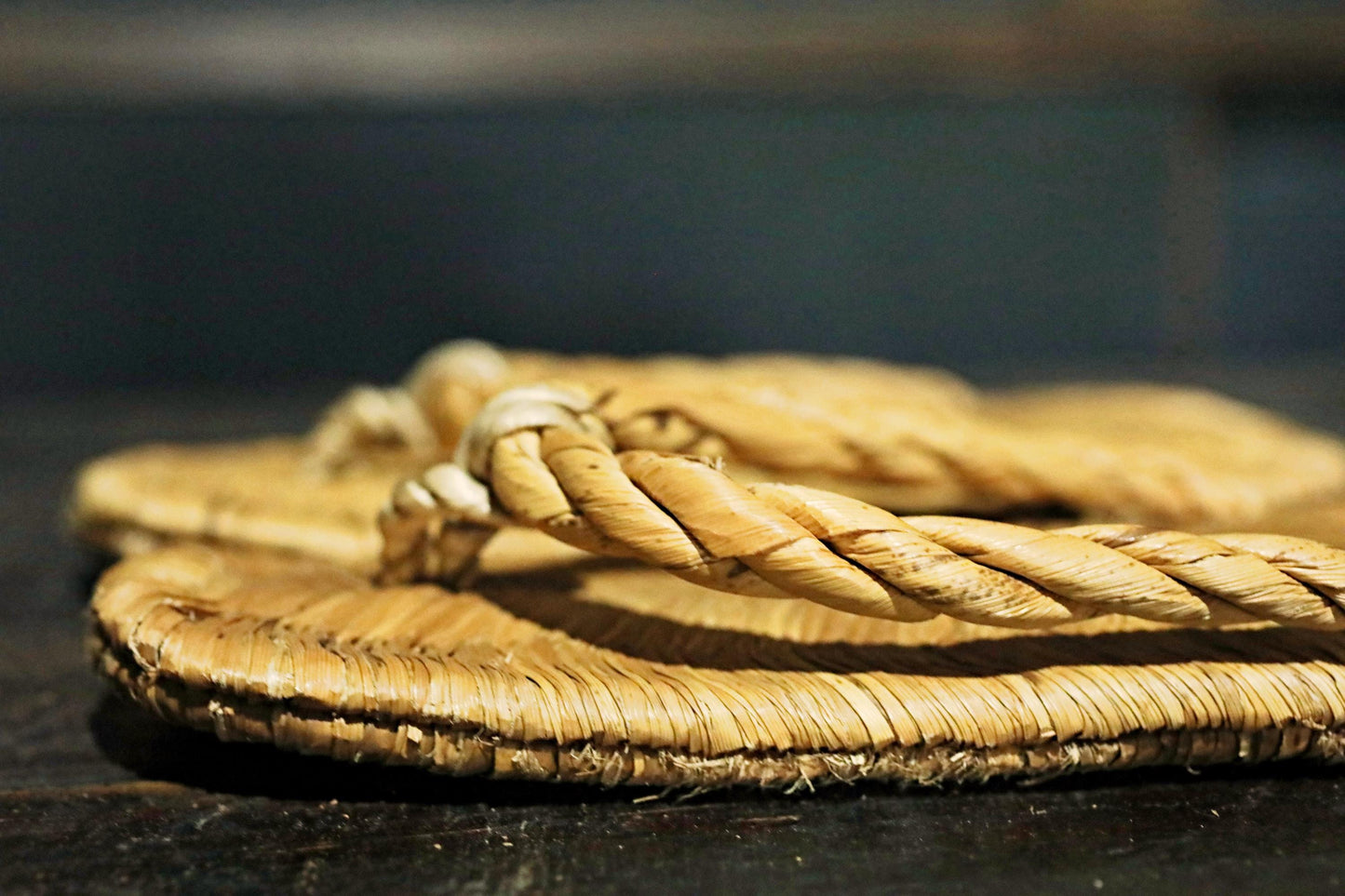 Japanese Straw Sandals - Handmade Waraji Sandals for Tea Ceremony | Vintage Kimono Slippers 9.4in