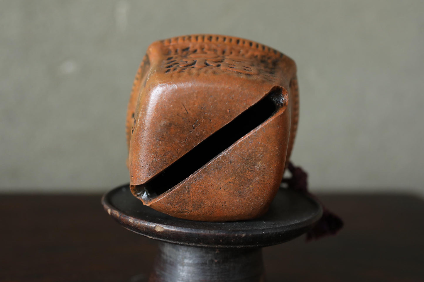 Japanese Pottery Bell - House Shaped Amulet with Auspicious Kanji Charm, 10cm