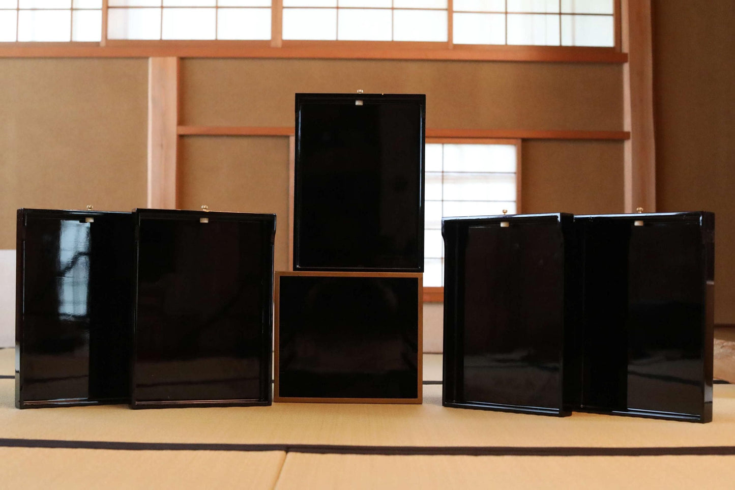 Vintage Tansu Chest - Black Lacquer Chest With Gold Makie Design | Five Drawer Japanese Antique Furniture