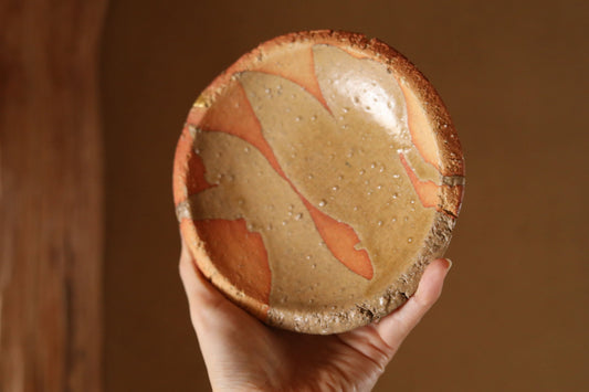 Shigaraki Ware Plates – Set of Five Vintage Japanese Ceramic Plates with Gold Kintsugi Repair