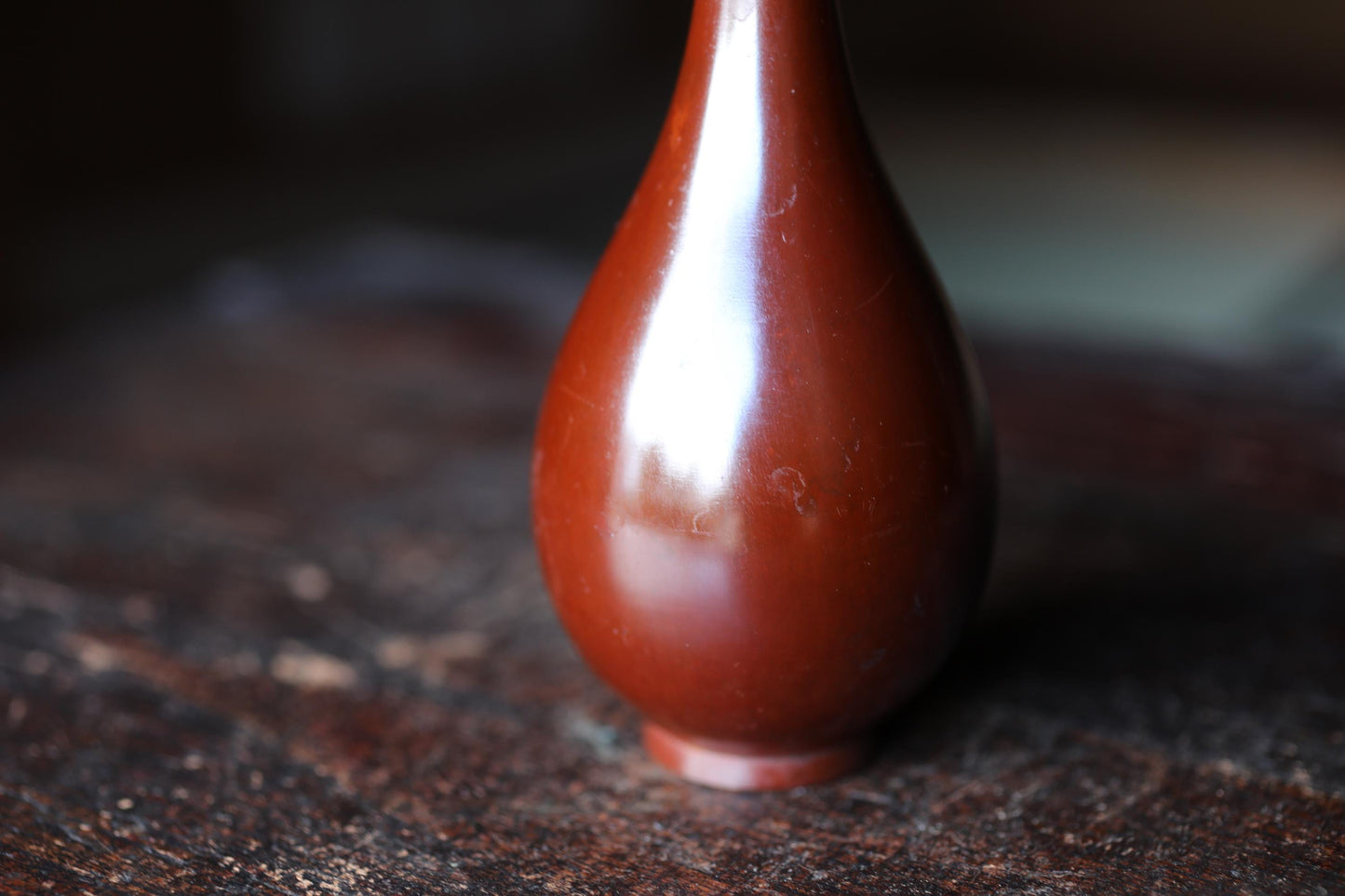Vintage Japanese Vase - Bronze Sorori Ikebana Tea Ceremony Vase with Signed Wooden Box