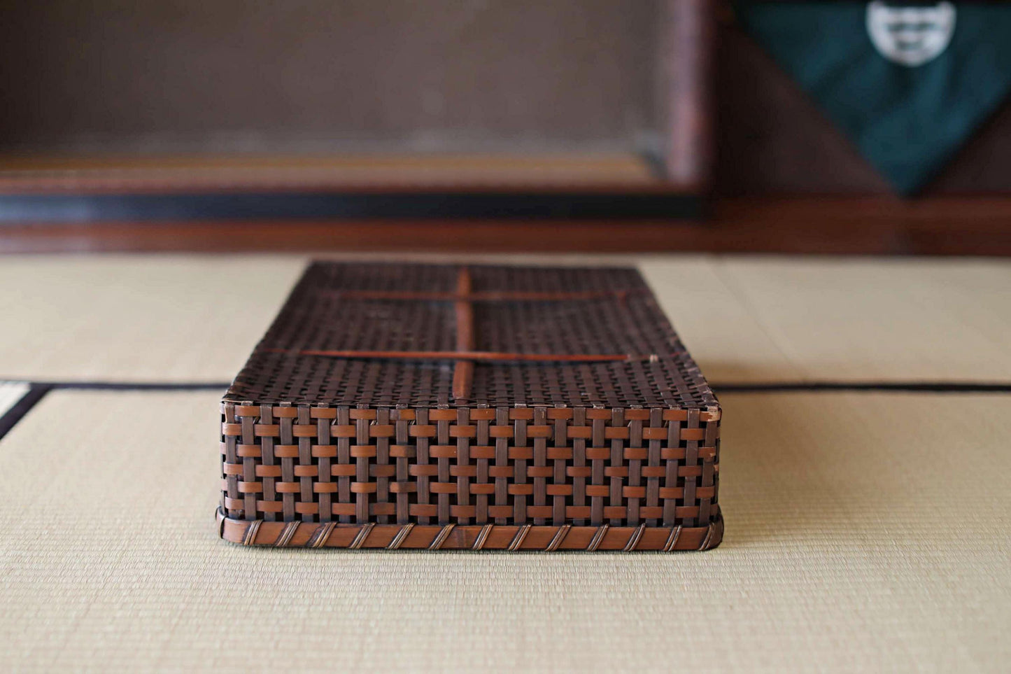 Antique Bamboo Basket - Vintage Japanese Kimono Obi Box | 1920s Woven Storage