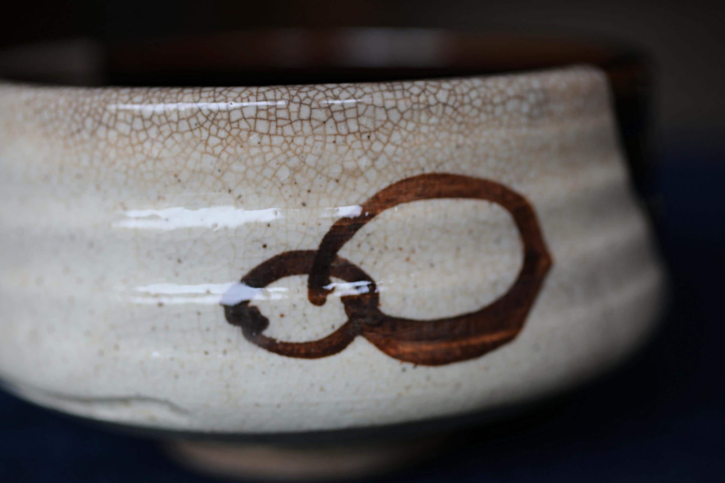 Antique Oribe Tea Bowl - Japanese Handmade Ceramic Bowl | Signed Chawan