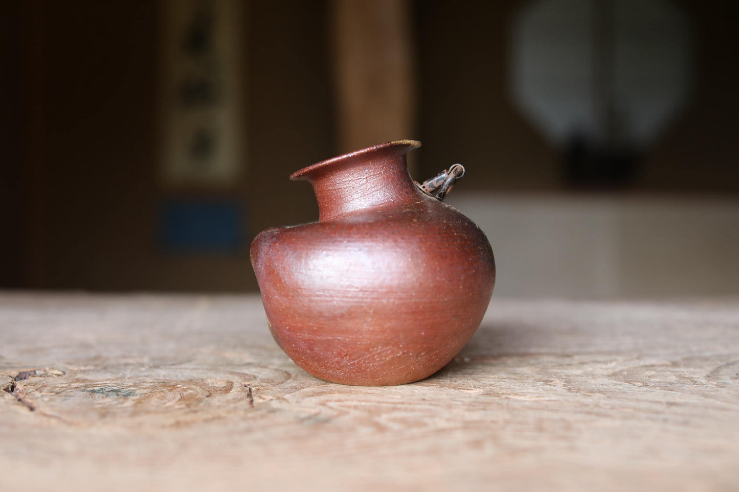 Bizen Ware Vase - Handmade Japanese Pottery | Wabi Sabi Decor, Hunched Shape, Gift Box