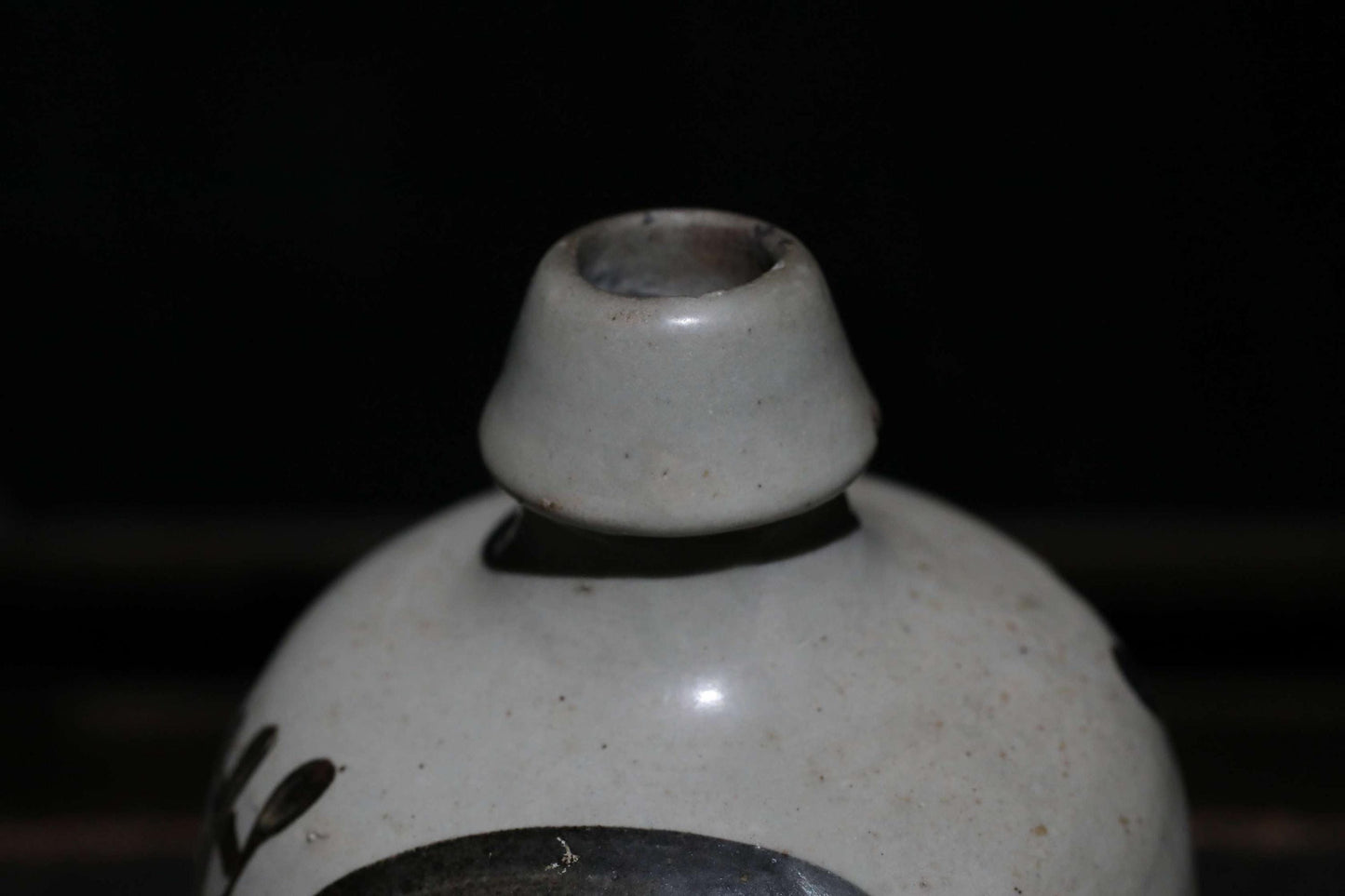 Japanese Antique Sake Bottle – Ceramic Tokkuri with Kanji Calligraphy Art, 10.2in