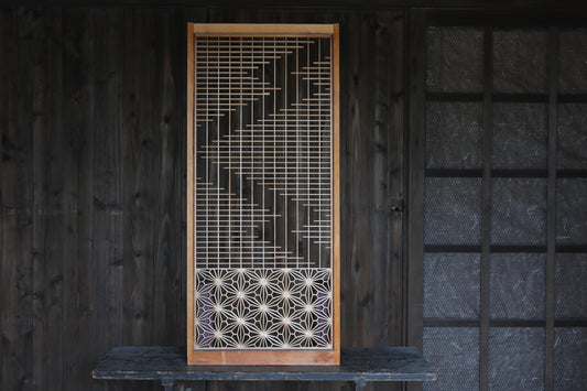 Vintage Japanese Shoji Screen – Kumiko Wood Panel | Japandi Wall Art, Handcrafted Geometric Frame