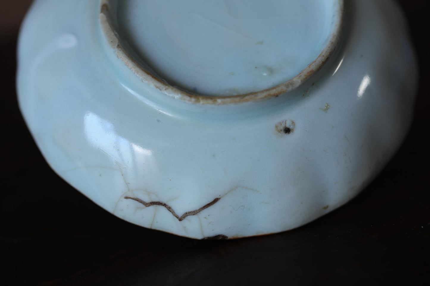 Japanese Antique Plate - Blue White Porcelain Dish | Kintsugi Repair Small Ceramic Plate