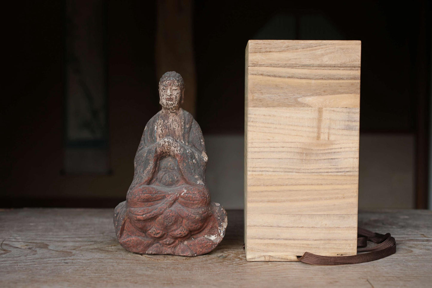 Antique Japanese Buddha - Wooden Amitabha Statue | 1700s Edo Period Sculpture