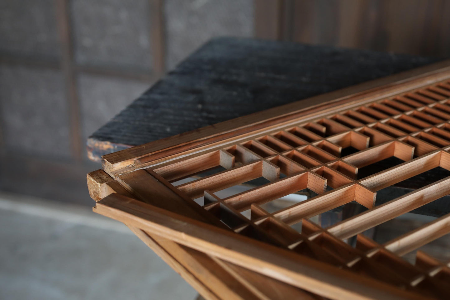 Vintage Shoji Screen - Kumiko Wood Panel | Japandi Wall Art & Geometric Frame