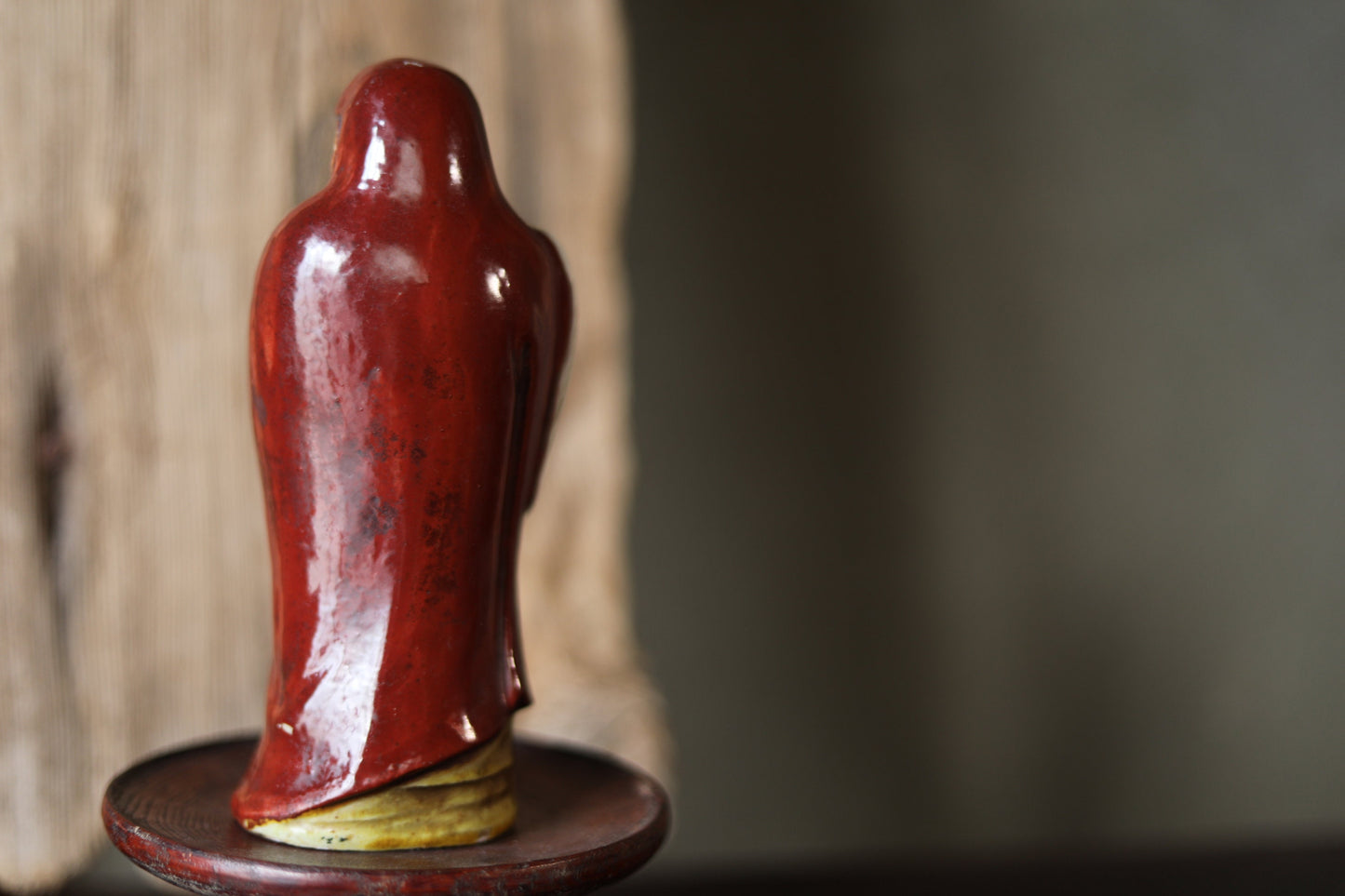 Daruma Ceramic Statue – Vintage Japanese Pottery Zen Master Sculpture H6.9in