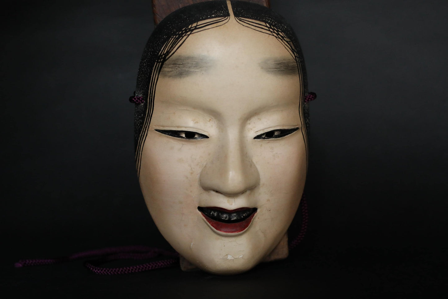 Antique Japanese Noh Mask – Fukai Wood Carving | Signed Vintage Wall Ornament
