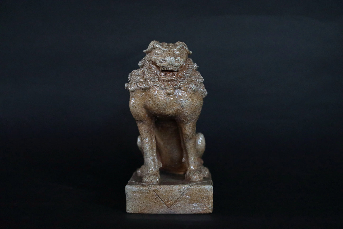 Vintage Komainu Statue – Japanese Guardian Lion Ceramic Sculpture, Antique Temple Art
