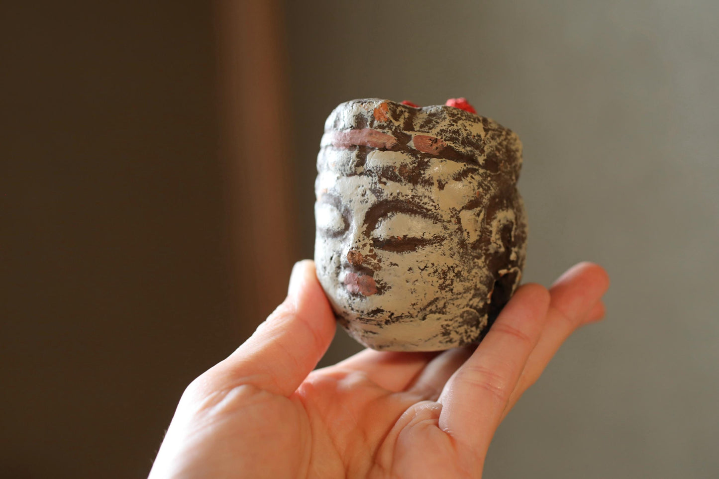 Japanese Pottery Buddha Bell: Vintage Christmas Ornament, Paperweight