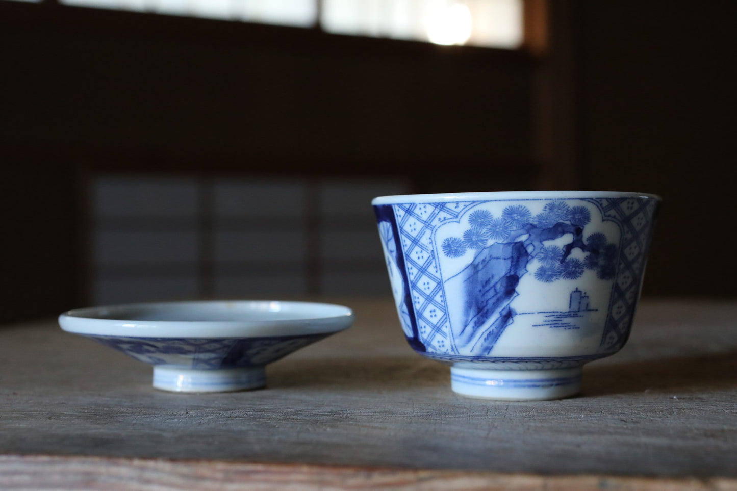 Antique Japanese Bowls - 1920s Imari Porcelain Set of 5 with Lids | Hand-Painted Blue White